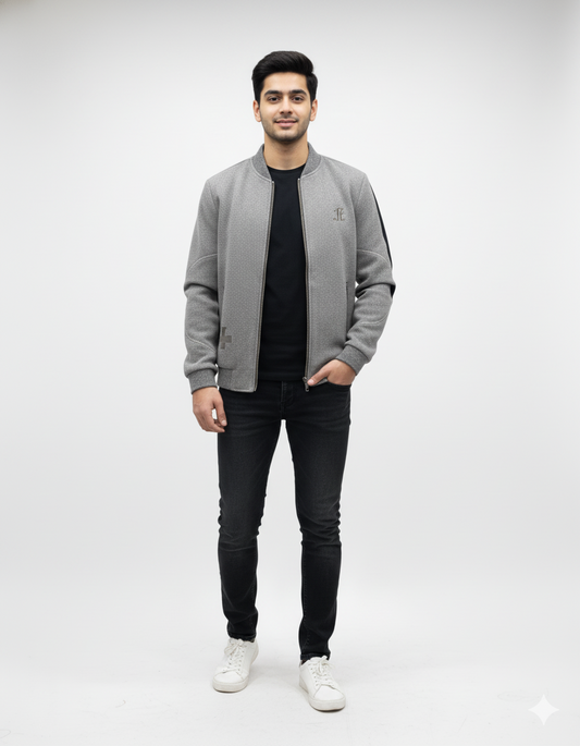 Essential Textured Knit Bomber Jacket
