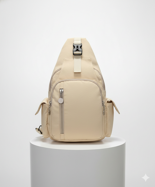 Beige Casual School Backpack