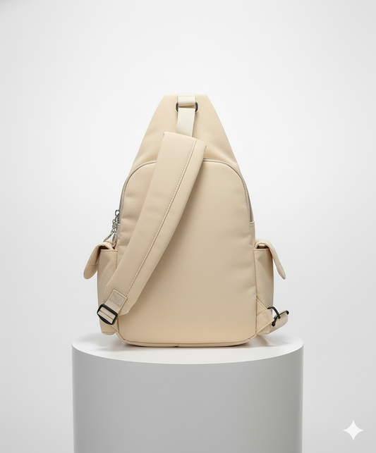 Beige Casual School Backpack