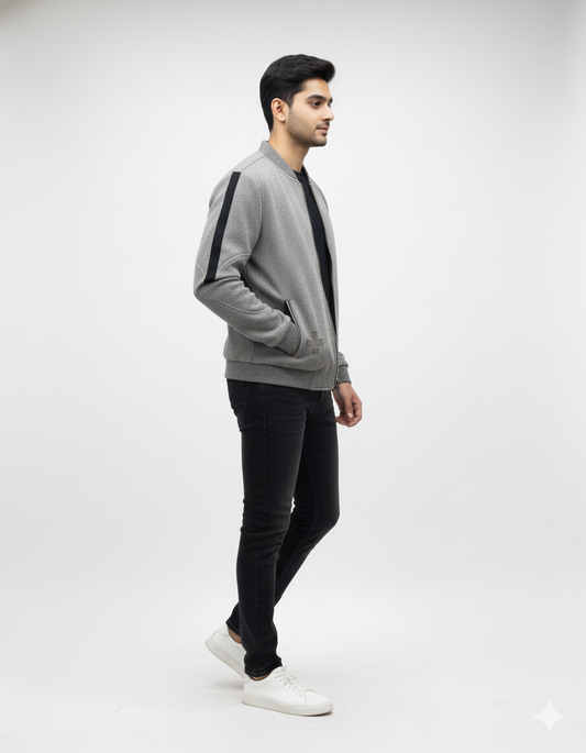 Essential Textured Knit Bomber Jacket